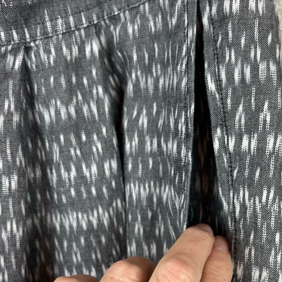 EILEEN FISHER Ash Organic Cotton Aerial Ikat Pleated Skirt Gray Size M Pockets - Picture 4 of 16